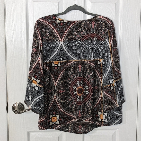 Sanctuary Multicolor Paisley Printed Flare Sleeve Blouse Top Size Medium - Picture 3 of 6